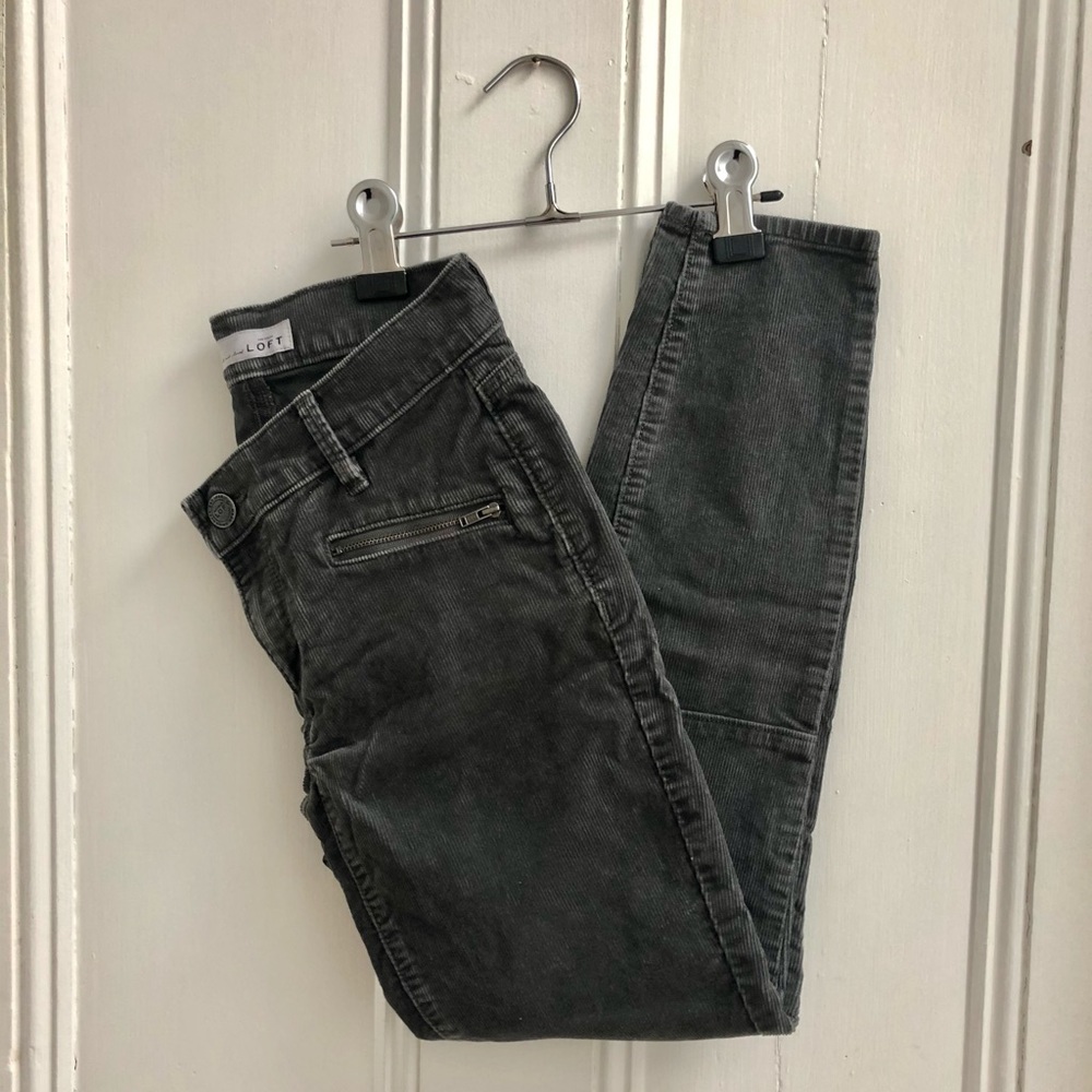 LOFT Dark Grey Corduroy Modern Skinny Ankle Pants